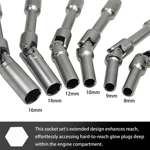 Universal Joint Extra Long Glow Plug Socket Set