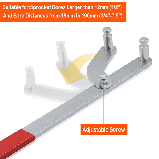 Universal Pulley Holder Wrench with Interchangeable Pins