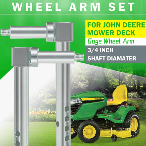 Front and Rear Mower Deck Gage Wheel Arm