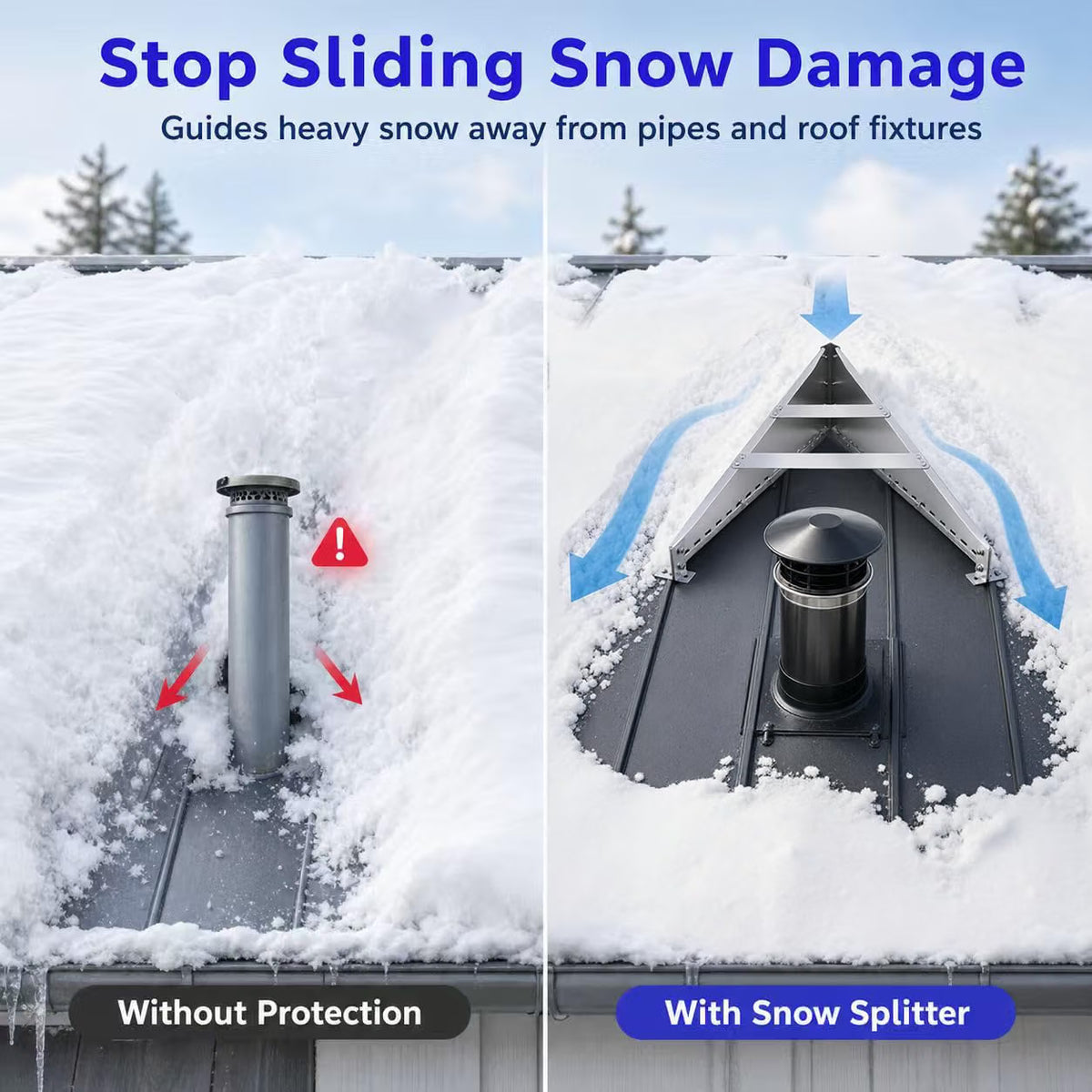Roof Chimney Snow Splitter
