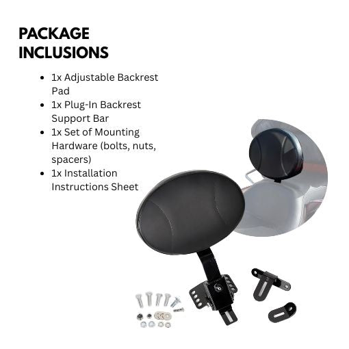 Adjustable Plug-in Driver Rider Backrest Kit for Harley