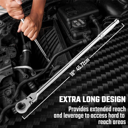Extra Long Flex Head Ratchet Wrench