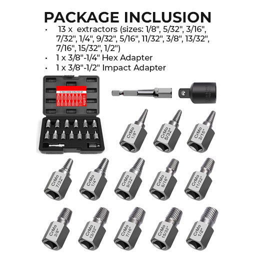 Easy Out Broken Head Bolt Screw Cap Extractor Kit