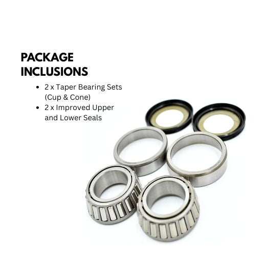 Steering Drag Neck Stem Post Bearing, Race & Seal Replacement Kit for Harley