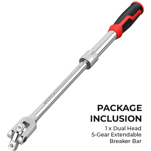 Dual Head 5-Gear Extendable Breaker Bar