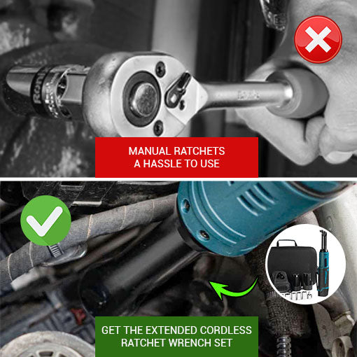 Extended Cordless Ratchet Wrench Set