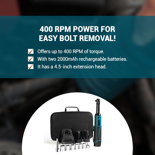Extended Cordless Ratchet Wrench Set