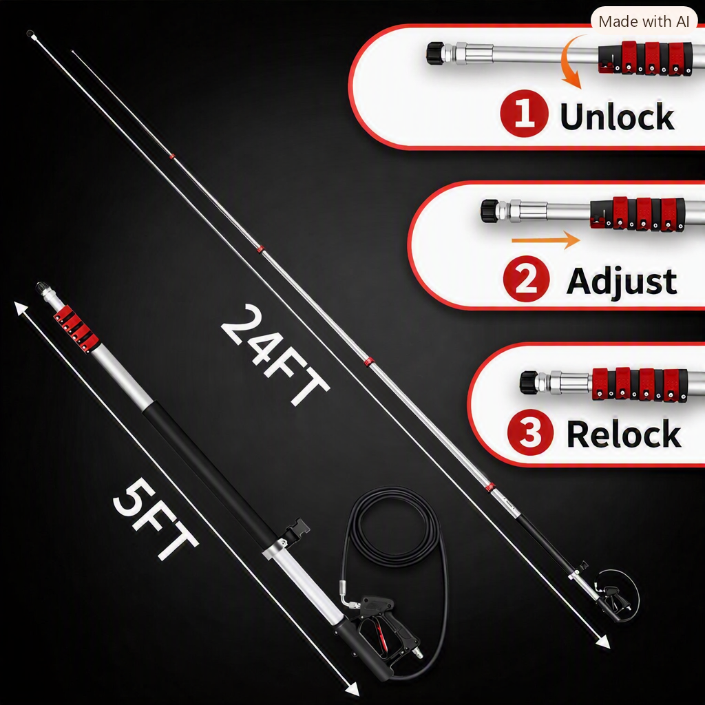 24FT Pressure Washer Telescoping Wand Kit