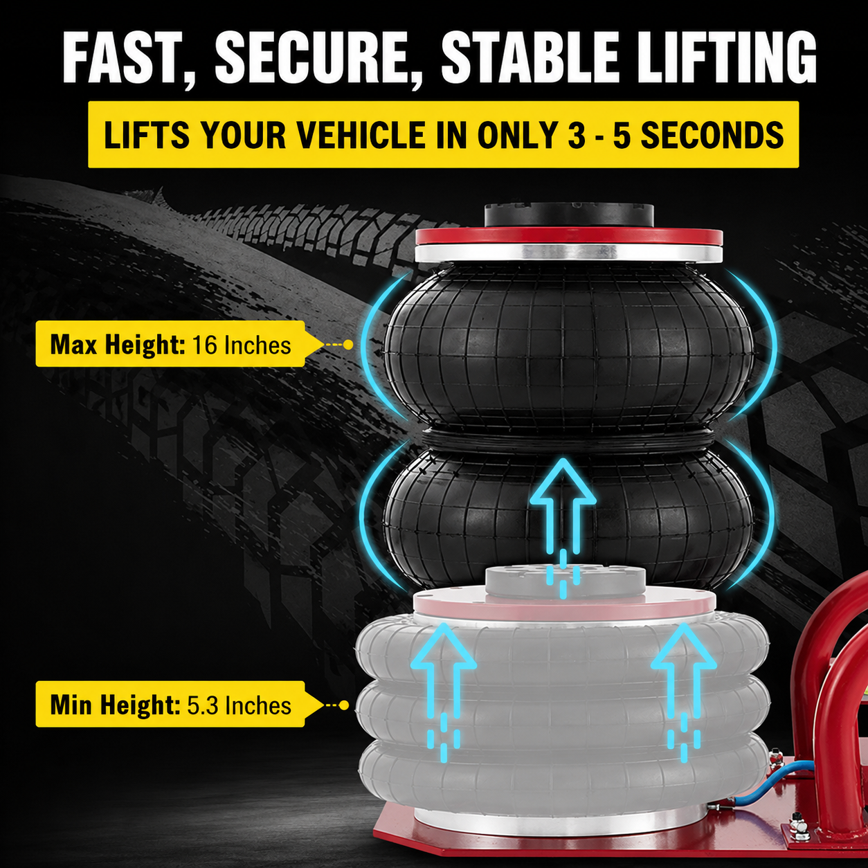 6600 lbs Triple Bag Air Jack with Handle