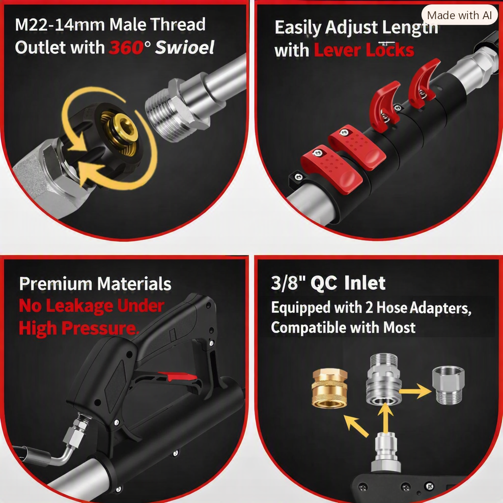 24FT Pressure Washer Telescoping Wand Kit