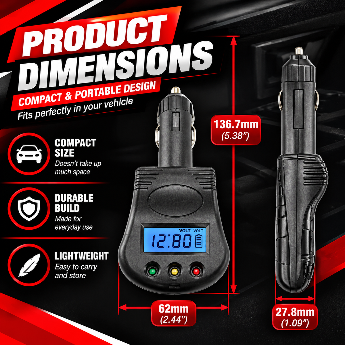 12V Plug-in Car Battery and Charging System Tester