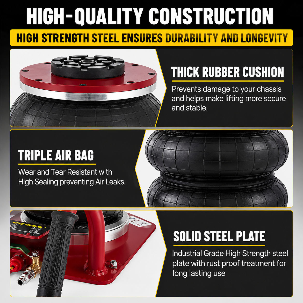 6600 lbs Triple Bag Air Jack with Handle