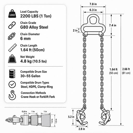 1-Ton Chain Drum Lifting Tool