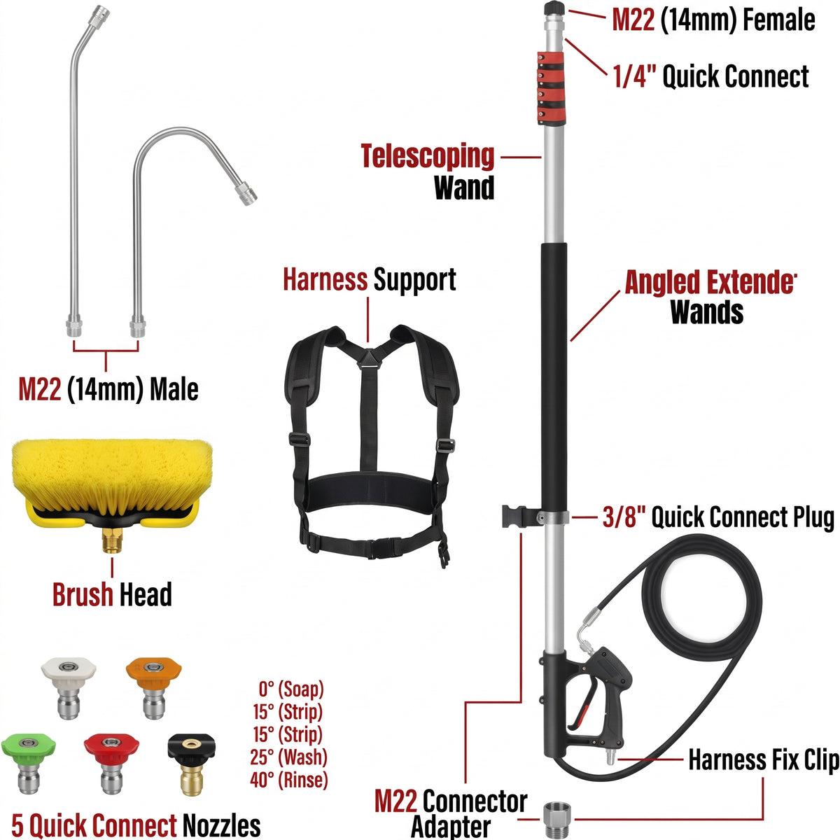 24FT Pressure Washer Telescoping Wand Kit