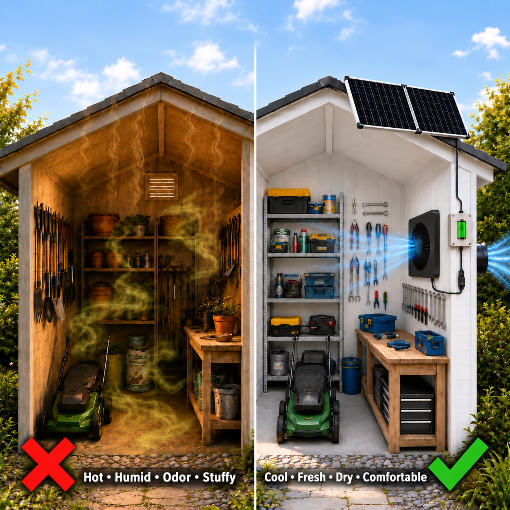 25W Solar-Powered Ventilation Fan Kit with 4000mAh Battery Backup