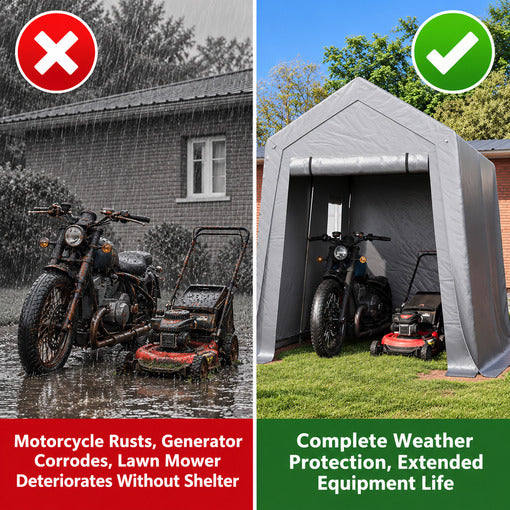 6x8x7 FT Tractor/Mower Heavy-Duty Portable Outdoor Storage Shed Tent