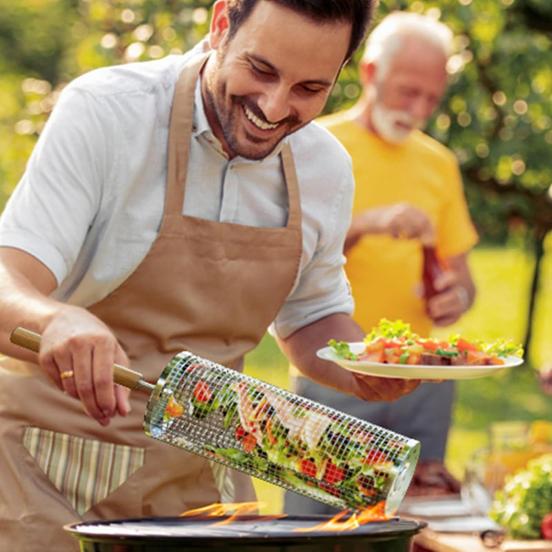 Grill Baskets with Removable Wooden Handle