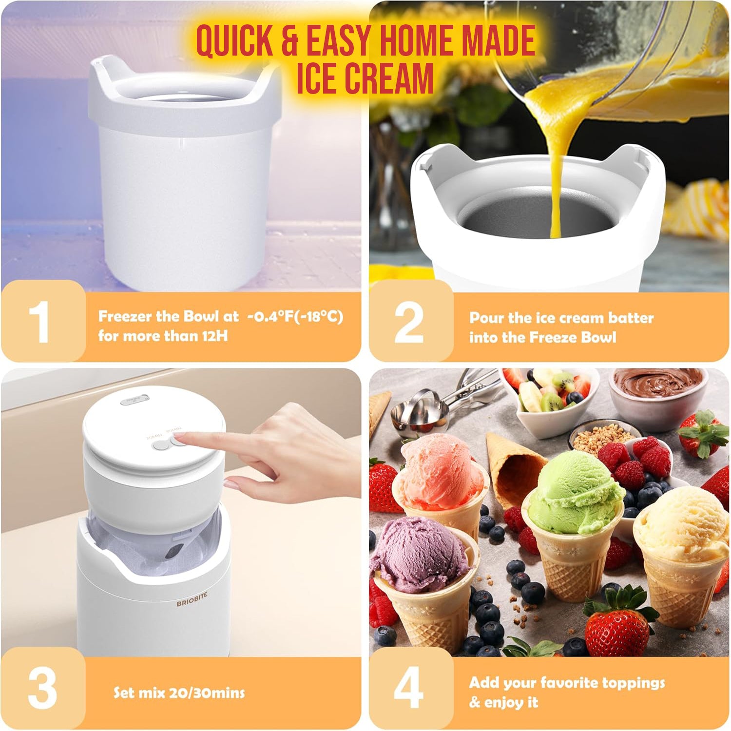 Compacta Ice Cream Machine Rechargeable & Compact Electric Ice Cream Machine