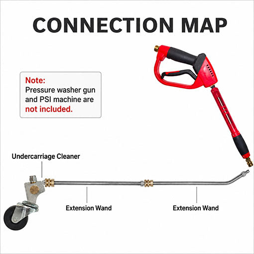 13’’ Pressure Washer Undercarriage Cleaner with 2 Extension Wands